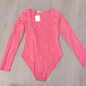 Hot pink round neck bodysuit